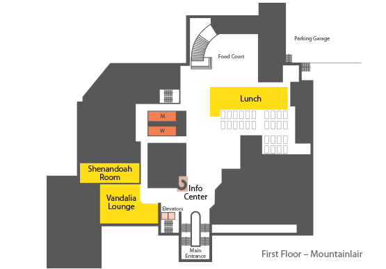First Floor Map of WVU Mountainlair