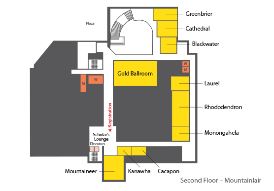 Second Floor Map of WVU Mountainlair